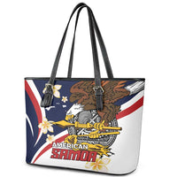 American Samoa Leather Tote Bag Amerika Samoa Bald Eagle