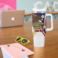 Personalized American Samoa Tumbler With Handle Amerika Samoa Bald Eagle