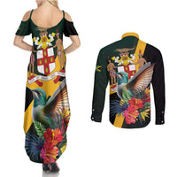 Jamaica Hummingbird Couples Matching Summer Maxi Dress and Long Sleeve Button Shirt Jumieka Tropical - Wonder Print Shop