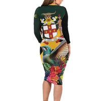 Jamaica Hummingbird Family Matching Long Sleeve Bodycon Dress and Hawaiian Shirt Jumieka Tropical - Wonder Print Shop