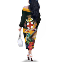 Jamaica Hummingbird Family Matching Off The Shoulder Long Sleeve Dress and Hawaiian Shirt Jumieka Tropical - Wonder Print Shop
