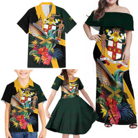 Jamaica Hummingbird Family Matching Off Shoulder Maxi Dress and Hawaiian Shirt Jumieka Tropical - Wonder Print Shop
