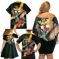 Jamaica Hummingbird Family Matching Off Shoulder Short Dress and Hawaiian Shirt Jumieka Tropical - Wonder Print Shop