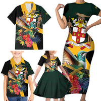 Jamaica Hummingbird Family Matching Short Sleeve Bodycon Dress and Hawaiian Shirt Jumieka Tropical - Wonder Print Shop