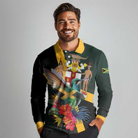 Jamaica Hummingbird Long Sleeve Polo Shirt Jumieka Tropical - Wonder Print Shop