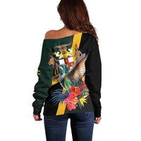 Jamaica Hummingbird Off Shoulder Sweater Jumieka Tropical - Wonder Print Shop