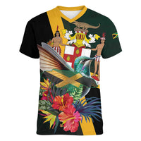 Jamaica Hummingbird Women V-Neck T-Shirt Jumieka Tropical - Wonder Print Shop