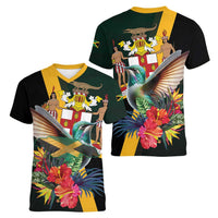 Jamaica Hummingbird Women V-Neck T-Shirt Jumieka Tropical - Wonder Print Shop