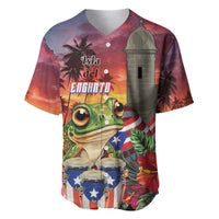Puerto Rico Coqui Frog Sunset Baseball Jersey Isla Del Encanto Tropical Vibe - Wonder Print Shop