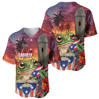 Puerto Rico Coqui Frog Sunset Baseball Jersey Isla Del Encanto Tropical Vibe - Wonder Print Shop