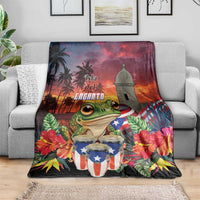 Puerto Rico Coqui Frog Sunset Blanket Isla Del Encanto Tropical Vibe - Wonder Print Shop