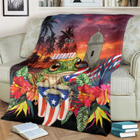 Puerto Rico Coqui Frog Sunset Blanket Isla Del Encanto Tropical Vibe - Wonder Print Shop