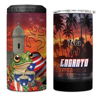 Puerto Rico Coqui Frog Sunset 4 in 1 Can Cooler Tumbler Isla Del Encanto Tropical Vibe - Wonder Print Shop