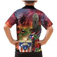 Puerto Rico Coqui Frog Sunset Family Matching Mermaid Dress and Hawaiian Shirt Isla Del Encanto Tropical Vibe - Wonder Print Shop