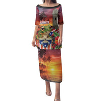 Puerto Rico Coqui Frog Sunset Family Matching Puletasi and Hawaiian Shirt Isla Del Encanto Tropical Vibe - Wonder Print Shop