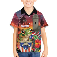Puerto Rico Coqui Frog Sunset Family Matching Puletasi and Hawaiian Shirt Isla Del Encanto Tropical Vibe - Wonder Print Shop