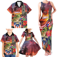 Puerto Rico Coqui Frog Sunset Family Matching Tank Maxi Dress and Hawaiian Shirt Isla Del Encanto Tropical Vibe - Wonder Print Shop