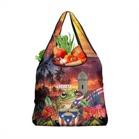 Puerto Rico Coqui Frog Sunset Grocery Bag Isla Del Encanto Tropical Vibe - Wonder Print Shop