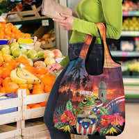Puerto Rico Coqui Frog Sunset Grocery Bag Isla Del Encanto Tropical Vibe - Wonder Print Shop