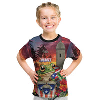 Puerto Rico Coqui Frog Sunset Kid T Shirt Isla Del Encanto Tropical Vibe - Wonder Print Shop
