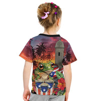 Puerto Rico Coqui Frog Sunset Kid T Shirt Isla Del Encanto Tropical Vibe - Wonder Print Shop