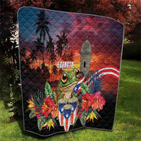 Puerto Rico Coqui Frog Sunset Quilt Isla Del Encanto Tropical Vibe - Wonder Print Shop