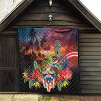Puerto Rico Coqui Frog Sunset Quilt Isla Del Encanto Tropical Vibe - Wonder Print Shop