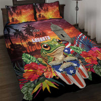 Puerto Rico Coqui Frog Sunset Quilt Bed Set Isla Del Encanto Tropical Vibe - Wonder Print Shop
