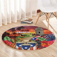 Puerto Rico Coqui Frog Sunset Round Carpet Isla Del Encanto Tropical Vibe - Wonder Print Shop