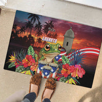 Puerto Rico Coqui Frog Sunset Rubber Doormat Isla Del Encanto Tropical Vibe - Wonder Print Shop