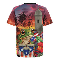 Puerto Rico Coqui Frog Sunset Rugby Jersey Isla Del Encanto Tropical Vibe - Wonder Print Shop