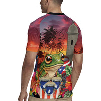 Puerto Rico Coqui Frog Sunset Rugby Jersey Isla Del Encanto Tropical Vibe - Wonder Print Shop