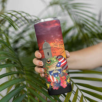 Puerto Rico Coqui Frog Sunset Skinny Tumbler Isla Del Encanto Tropical Vibe - Wonder Print Shop
