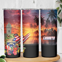 Puerto Rico Coqui Frog Sunset Skinny Tumbler Isla Del Encanto Tropical Vibe - Wonder Print Shop