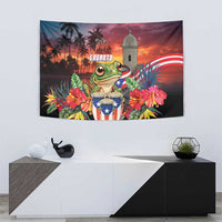 Puerto Rico Coqui Frog Sunset Tapestry Isla Del Encanto Tropical Vibe - Wonder Print Shop
