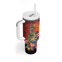 Puerto Rico Coqui Frog Sunset Tumbler With Handle Isla Del Encanto Tropical Vibe - Wonder Print Shop