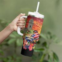 Puerto Rico Coqui Frog Sunset Tumbler With Handle Isla Del Encanto Tropical Vibe - Wonder Print Shop