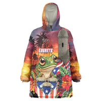 Puerto Rico Coqui Frog Sunset Wearable Blanket Hoodie Isla Del Encanto Tropical Vibe - Wonder Print Shop