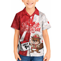 Personalised Canada Day Kid Hawaiian Shirt Beaver Mountie Maple Leaves