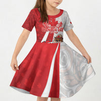 Personalised Canada Day Kid Short Sleeve Dress Beaver Mountie Maple Leaves