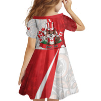 Personalised Canada Day Kid Short Sleeve Dress Beaver Mountie Maple Leaves