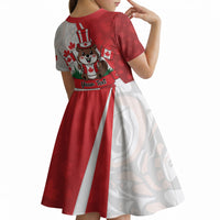 Personalised Canada Day Kid Short Sleeve Dress Beaver Mountie Maple Leaves