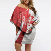 Personalised Canada Day Off Shoulder Short Dress Beaver Mountie Maple Leaves