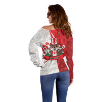 Personalised Canada Day Off Shoulder Sweater Beaver Mountie Maple Leaves
