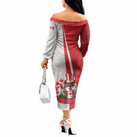 Personalised Canada Day Off The Shoulder Long Sleeve Dress Beaver Mountie Maple Leaves