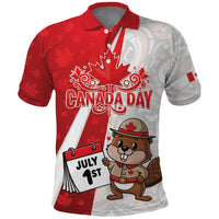 Personalised Canada Day Polo Shirt Beaver Mountie Maple Leaves