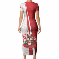Personalised Canada Day Short Sleeve Bodycon Dress Beaver Mountie Maple Leaves