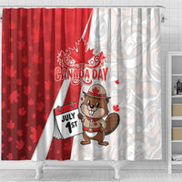 Canada Day Shower Curtain Beaver Mountie Maple Leaves