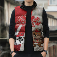 Personalised Canada Day Sleeveless Puffer Jacket Beaver Mountie Maple Leaves