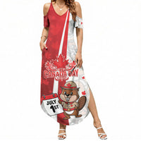 Personalised Canada Day Summer Maxi Dress Beaver Mountie Maple Leaves